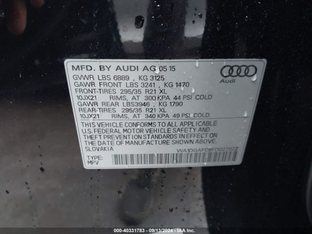 Photo 8 VIN: WA1DGAFE9FD027022 - AUDI Q7 