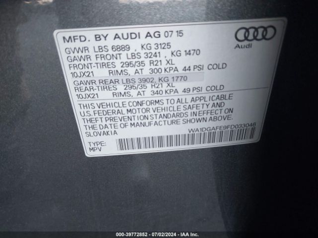 Photo 8 VIN: WA1DGAFE9FD033046 - AUDI Q7 