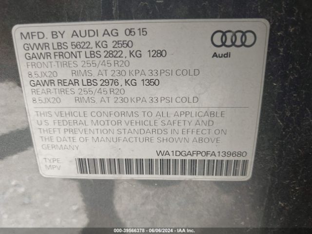 Photo 8 VIN: WA1DGAFP0FA139680 - AUDI Q5 