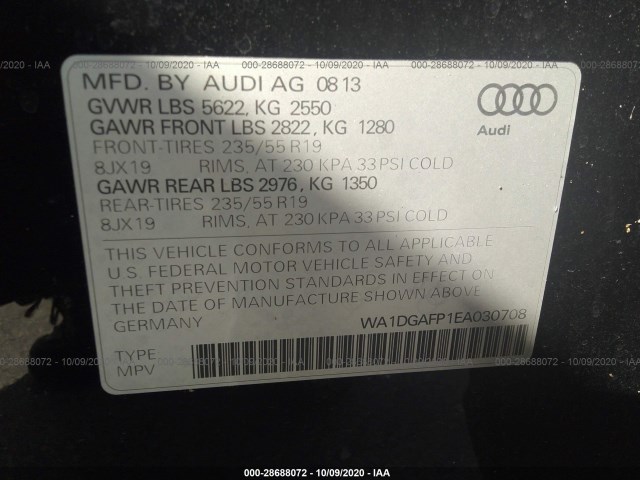 Photo 8 VIN: WA1DGAFP1EA030708 - AUDI Q5 