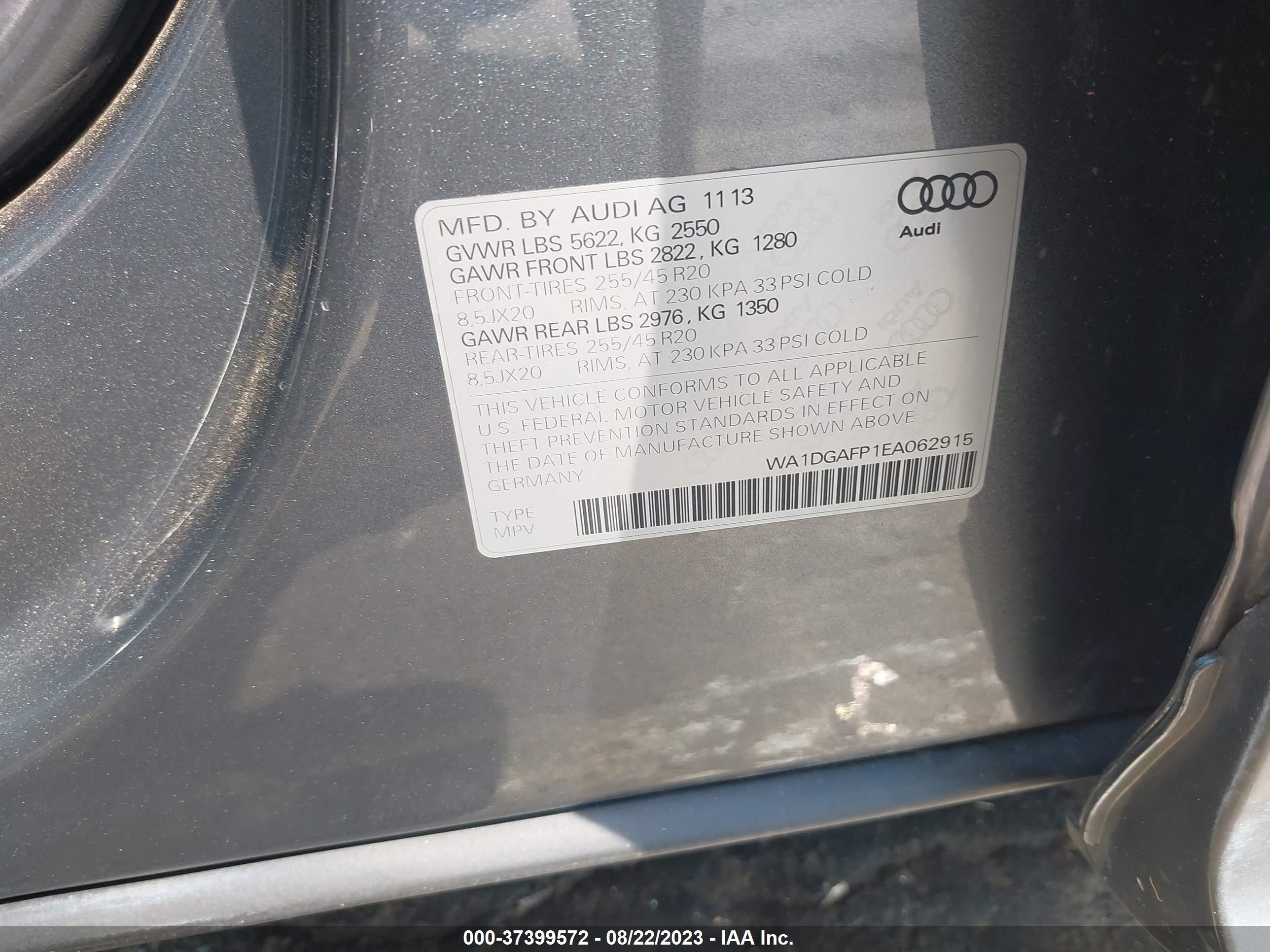 Photo 8 VIN: WA1DGAFP1EA062915 - AUDI Q5 