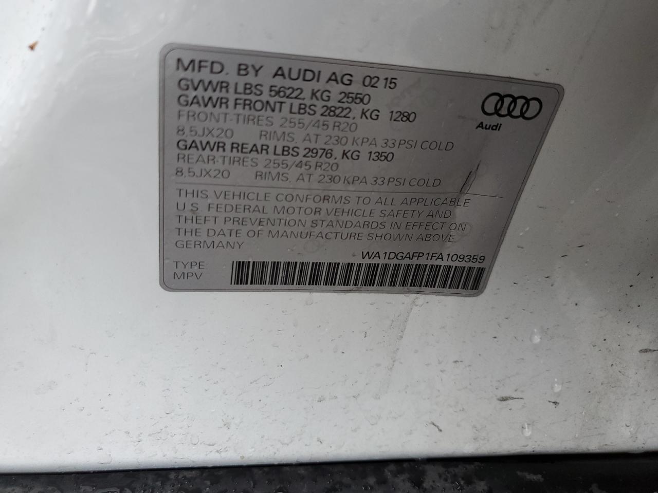 Photo 12 VIN: WA1DGAFP1FA109359 - AUDI Q5 