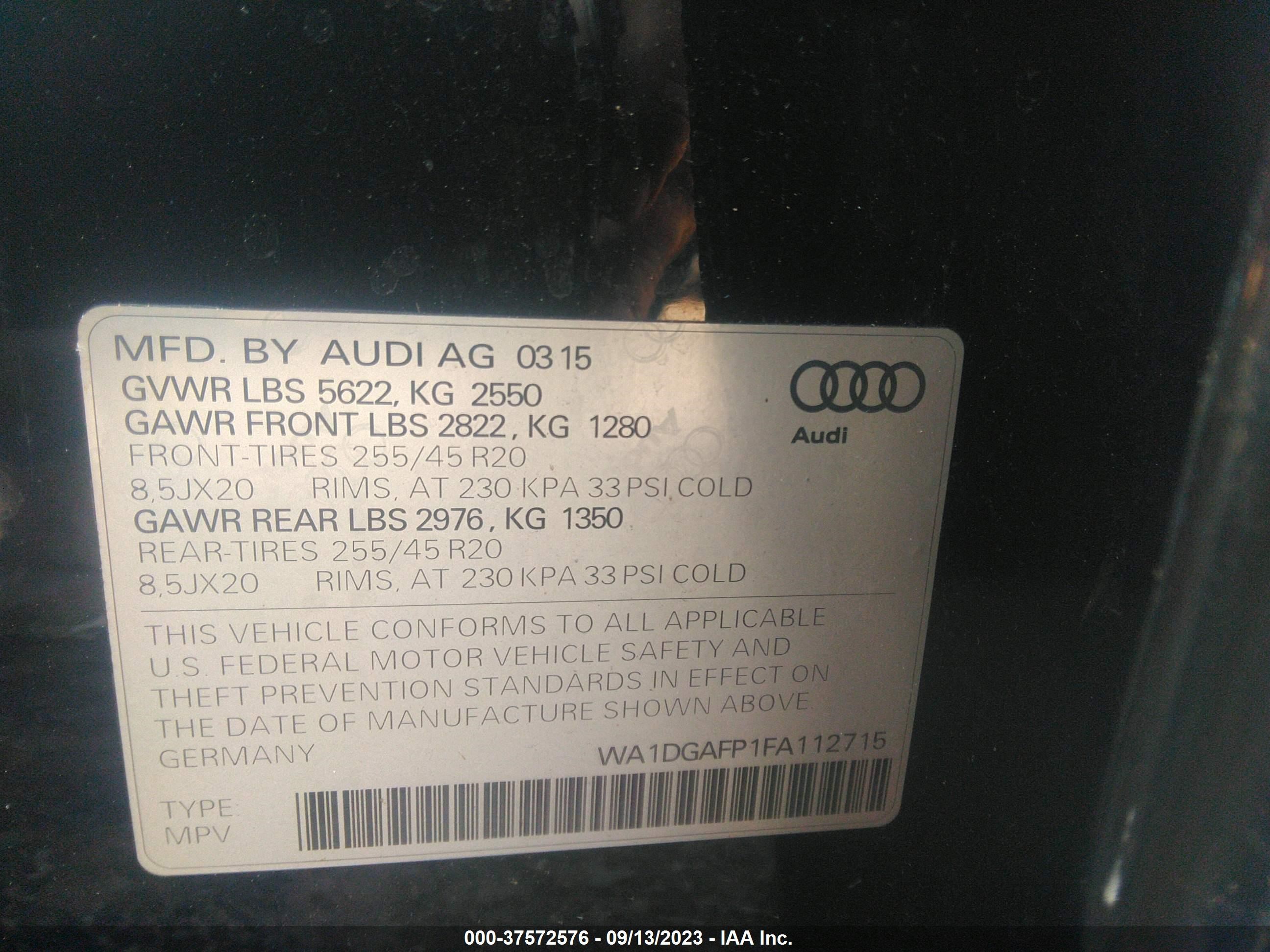 Photo 8 VIN: WA1DGAFP1FA112715 - AUDI Q5 