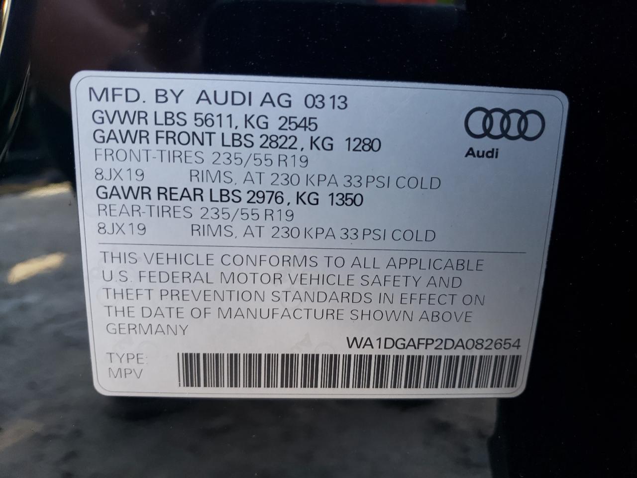 Photo 12 VIN: WA1DGAFP2DA082654 - AUDI Q5 