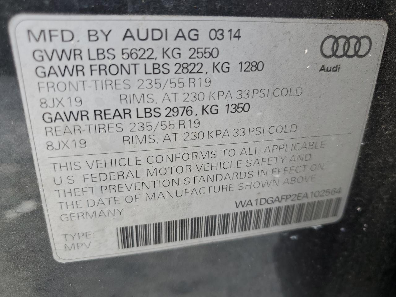 Photo 11 VIN: WA1DGAFP2EA102564 - AUDI Q5 