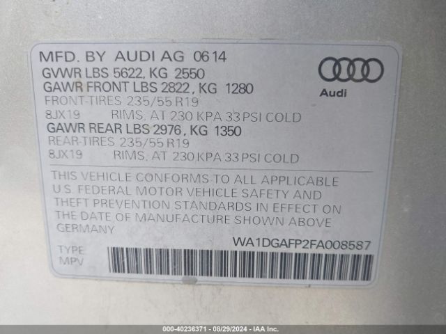 Photo 8 VIN: WA1DGAFP2FA008587 - AUDI Q5 