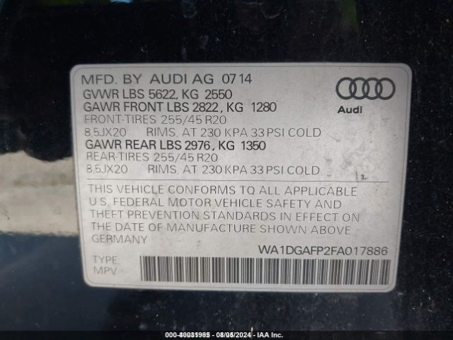 Photo 8 VIN: WA1DGAFP2FA017886 - AUDI Q5 