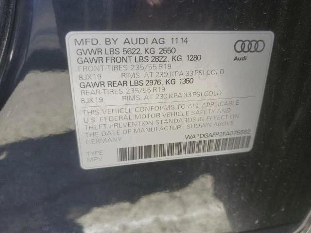 Photo 12 VIN: WA1DGAFP2FA075562 - AUDI Q5 PREMIUM 