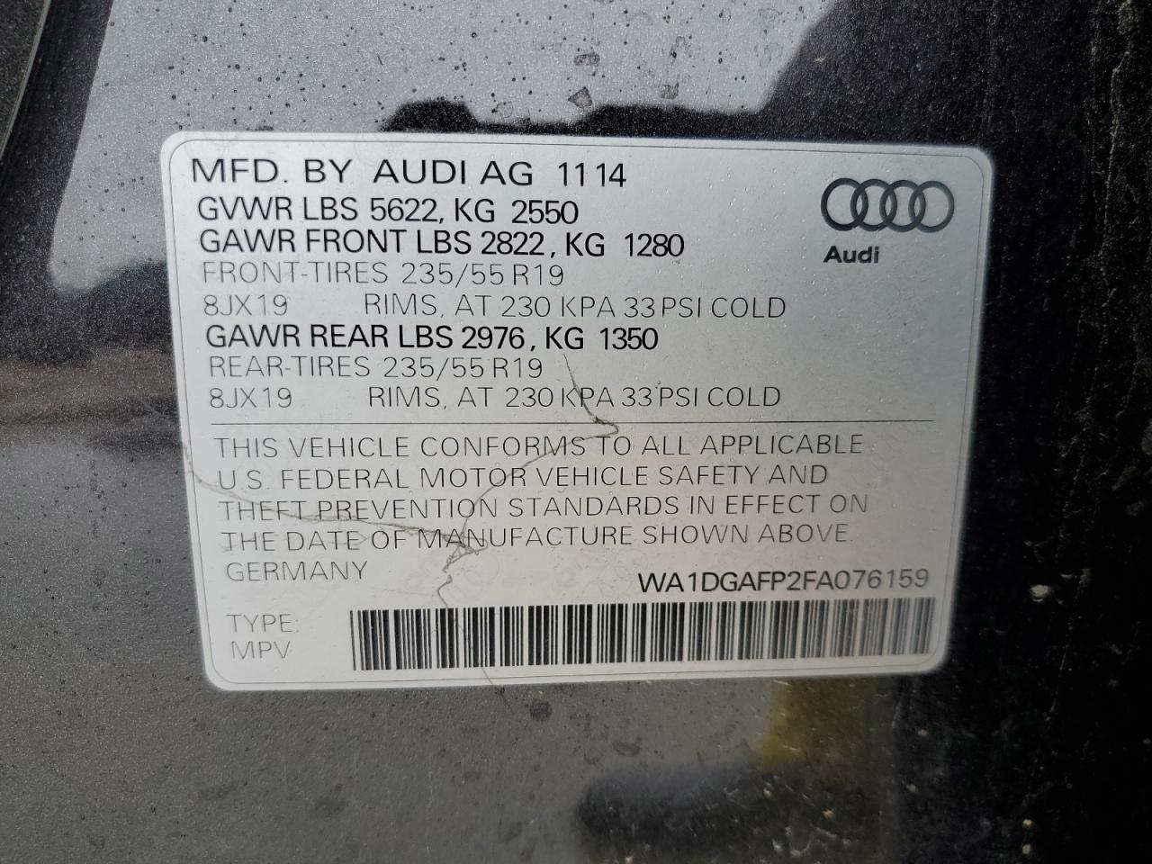 Photo 13 VIN: WA1DGAFP2FA076159 - AUDI Q5 