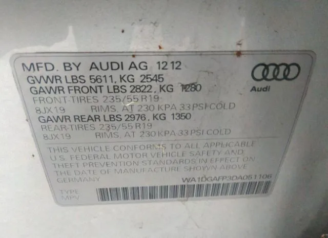 Photo 8 VIN: WA1DGAFP3DA051106 - AUDI Q5 