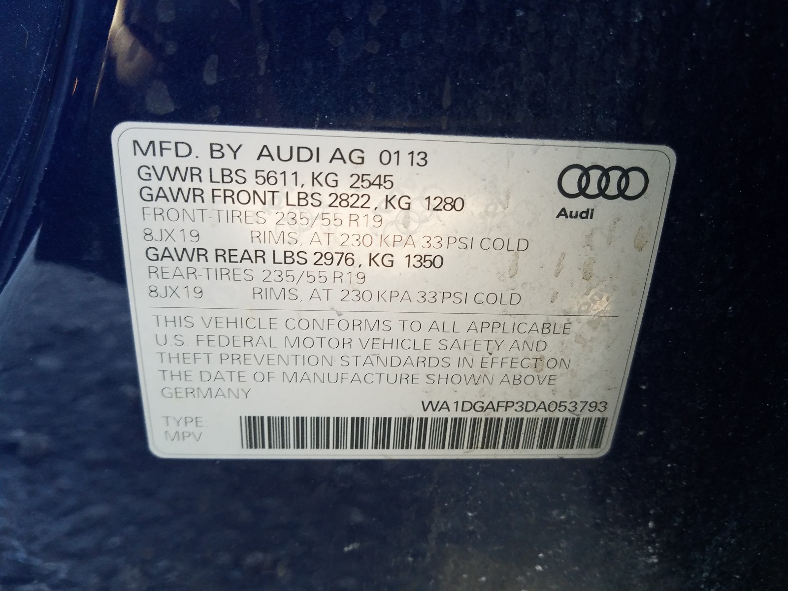 Photo 9 VIN: WA1DGAFP3DA053793 - AUDI Q5 PREMIUM 