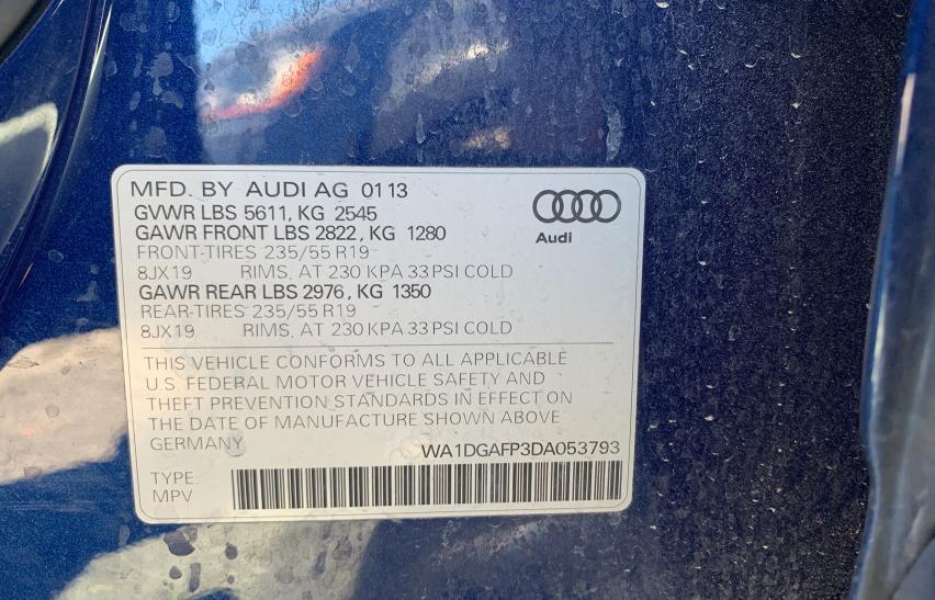 Photo 9 VIN: WA1DGAFP3DA053793 - AUDI Q5 PREMIUM 