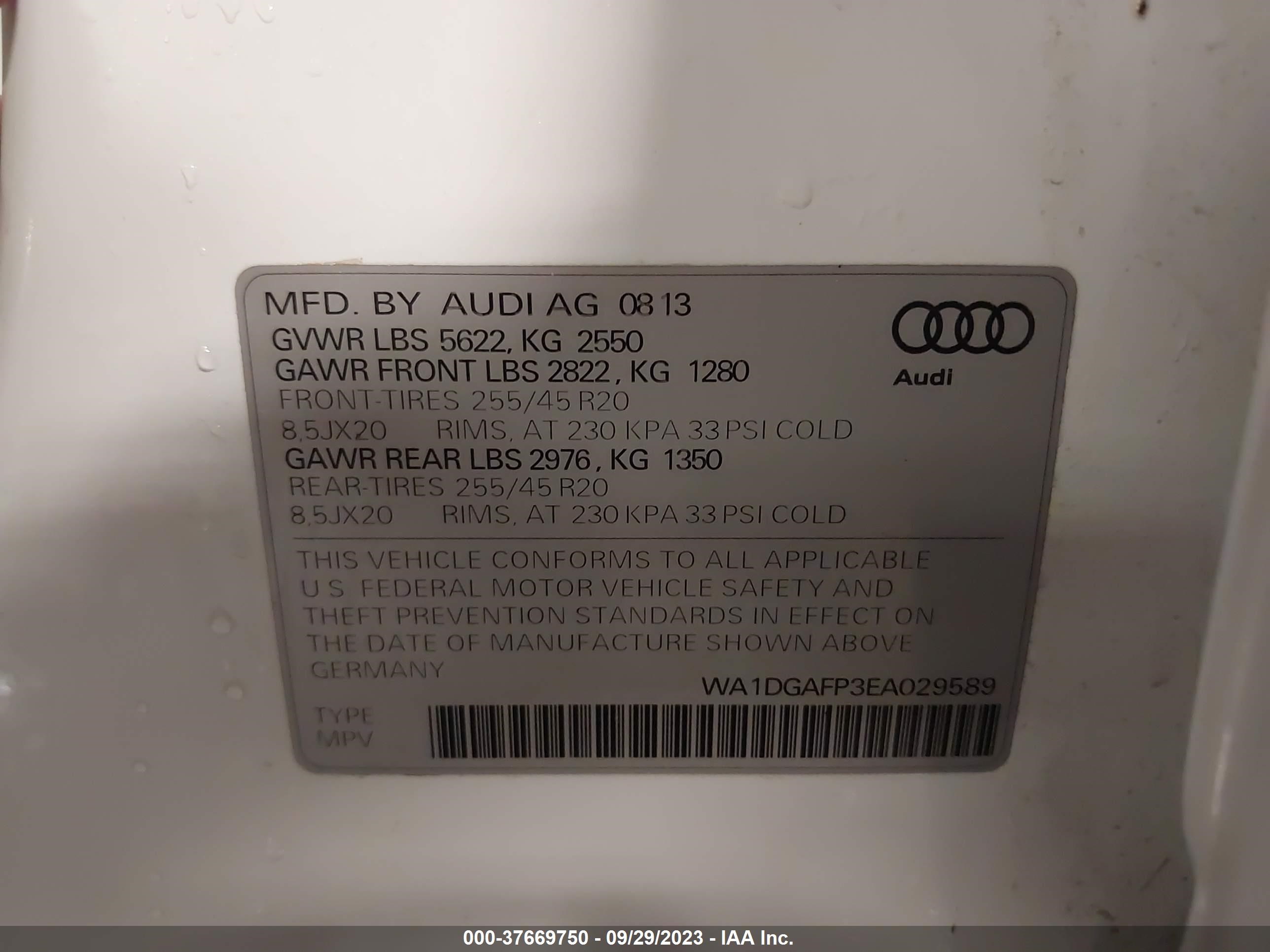 Photo 8 VIN: WA1DGAFP3EA029589 - AUDI Q5 