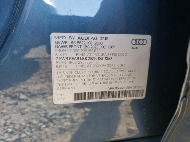 Photo 9 VIN: WA1DGAFP3FA101683 - AUDI Q5 PREMIUM 