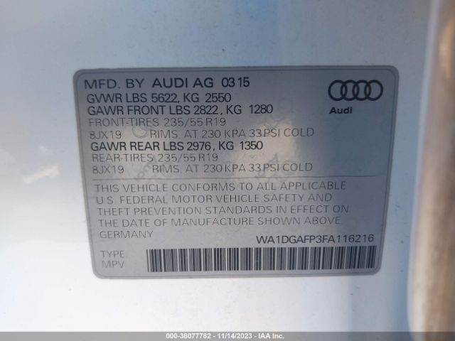 Photo 8 VIN: WA1DGAFP3FA116216 - AUDI Q5 