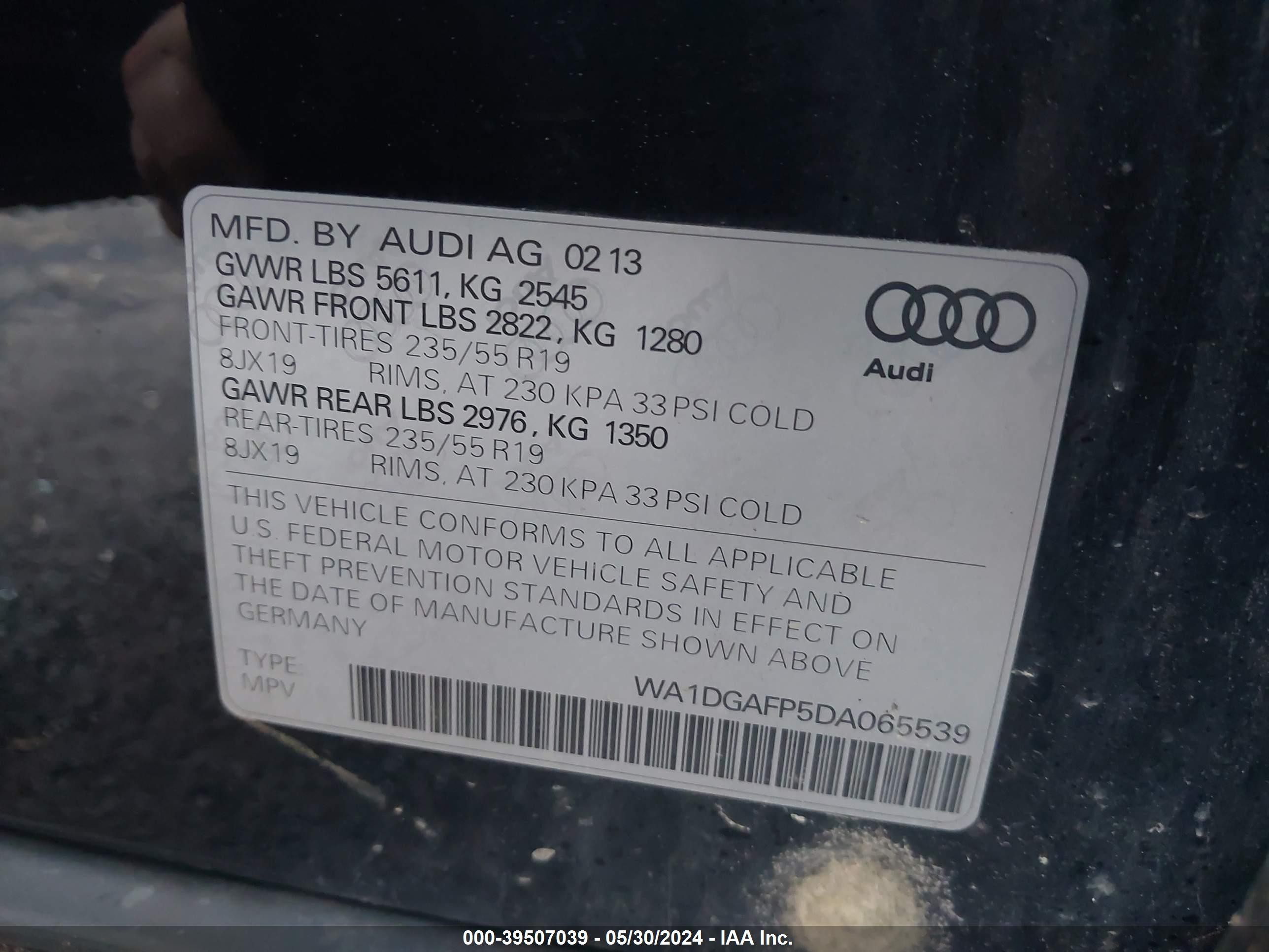 Photo 8 VIN: WA1DGAFP5DA065539 - AUDI Q5 