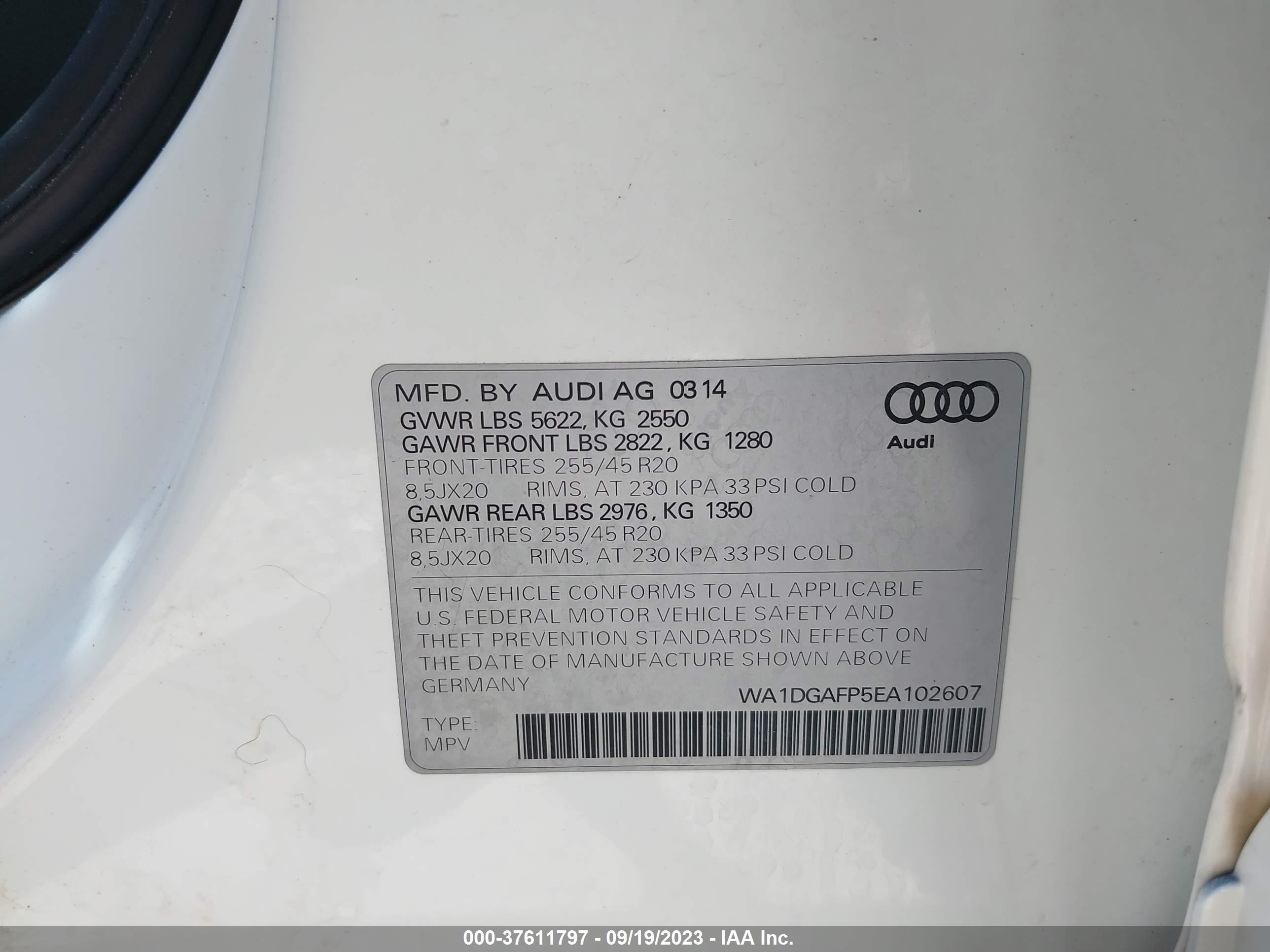 Photo 8 VIN: WA1DGAFP5EA102607 - AUDI Q5 