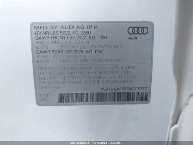 Photo 8 VIN: WA1DGAFP5FA017977 - AUDI Q5 