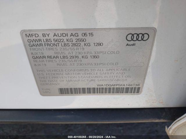 Photo 8 VIN: WA1DGAFP5FA146138 - AUDI Q5 