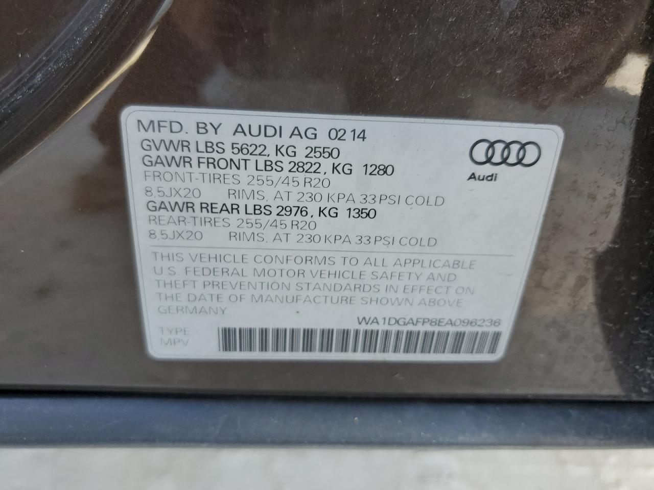 Photo 11 VIN: WA1DGAFP8EA096236 - AUDI Q5 