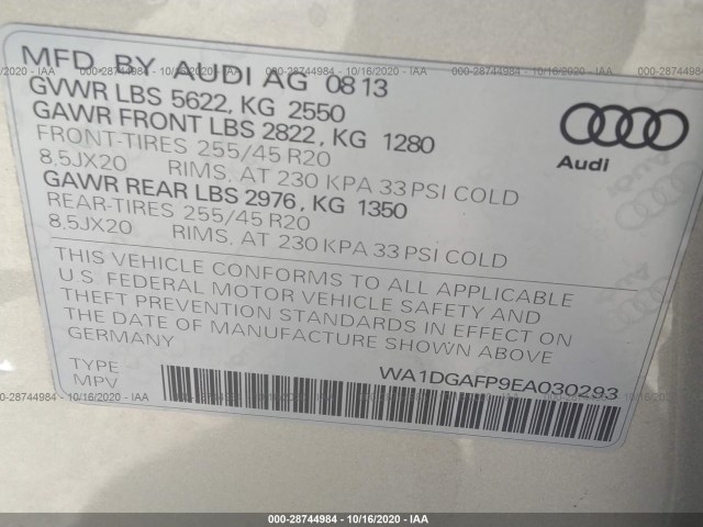 Photo 8 VIN: WA1DGAFP9EA030293 - AUDI Q5 