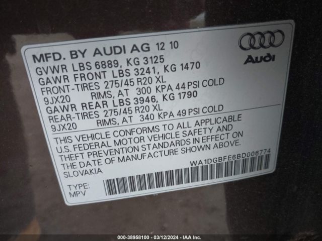 Photo 8 VIN: WA1DGBFE6BD006774 - AUDI Q7 