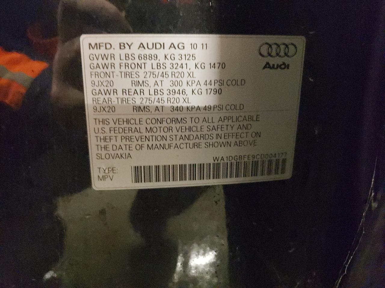 Photo 11 VIN: WA1DGBFE9CD004177 - AUDI Q7 