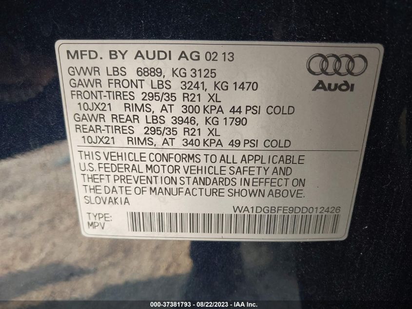 Photo 8 VIN: WA1DGBFE9DD012426 - AUDI Q7 