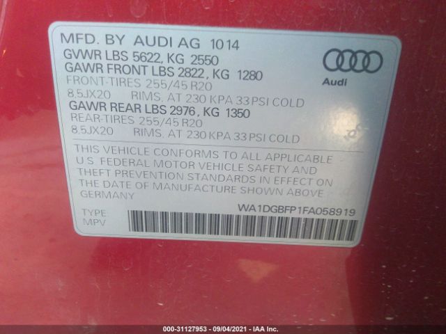 Photo 8 VIN: WA1DGBFP1FA058919 - AUDI Q5 