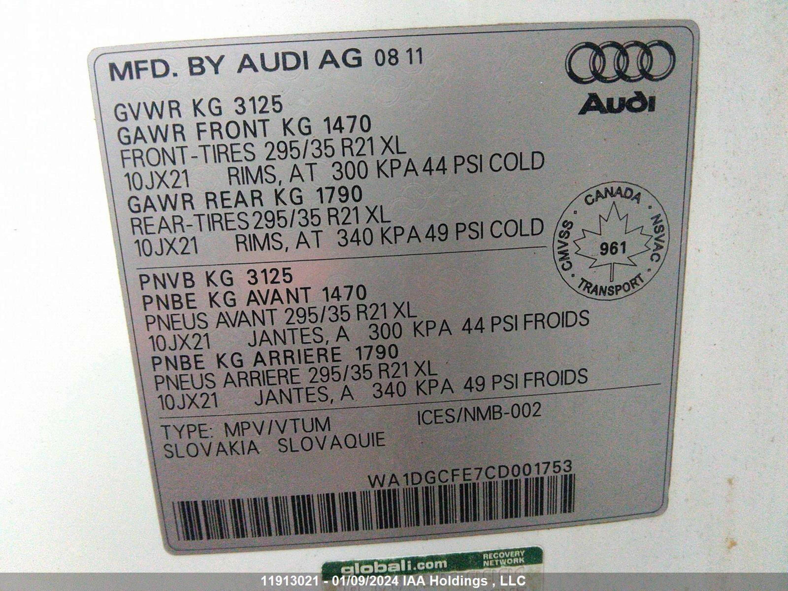 Photo 8 VIN: WA1DGCFE7CD001753 - AUDI Q7 