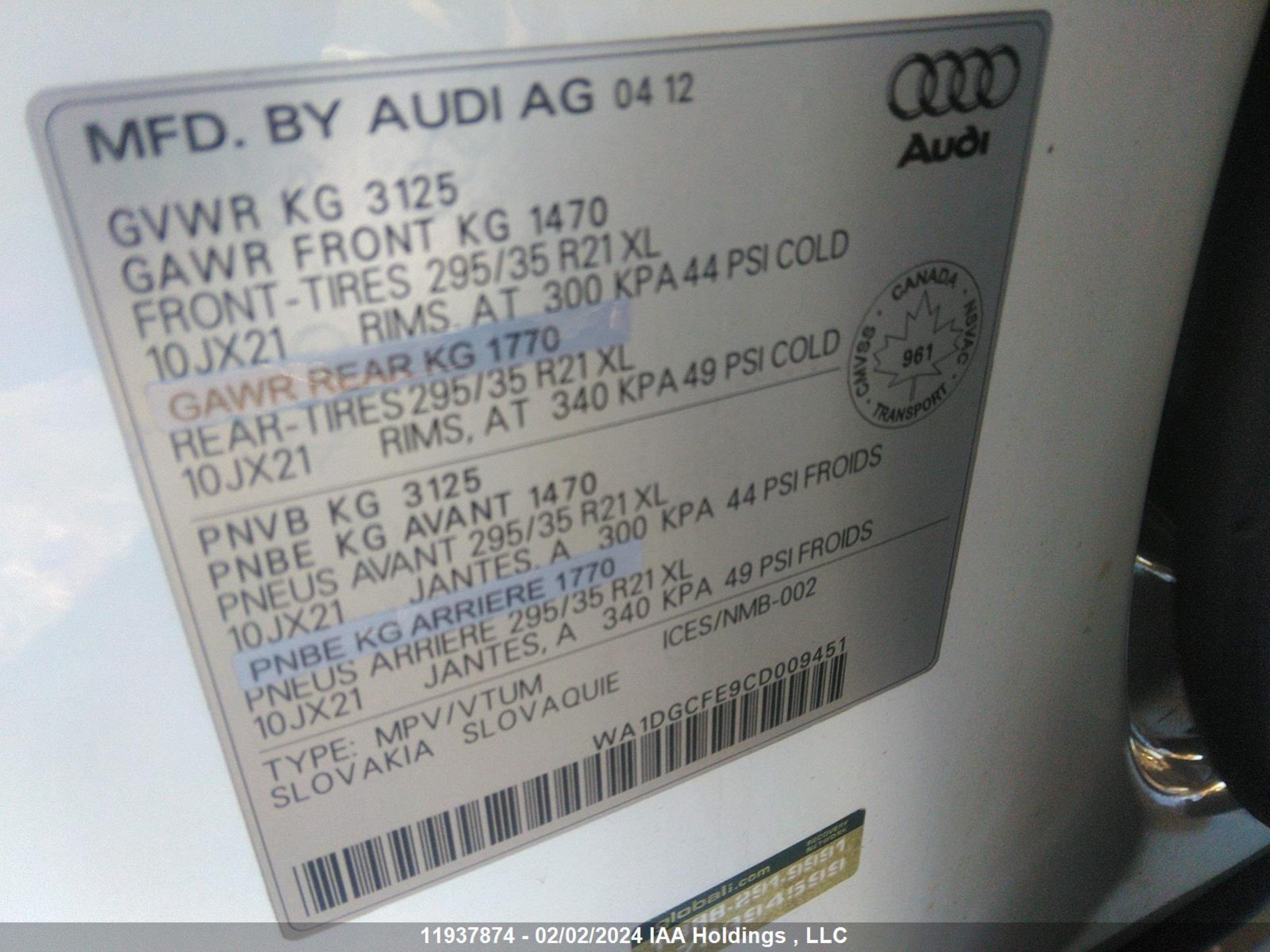 Photo 8 VIN: WA1DGCFE9CD009451 - AUDI Q7 