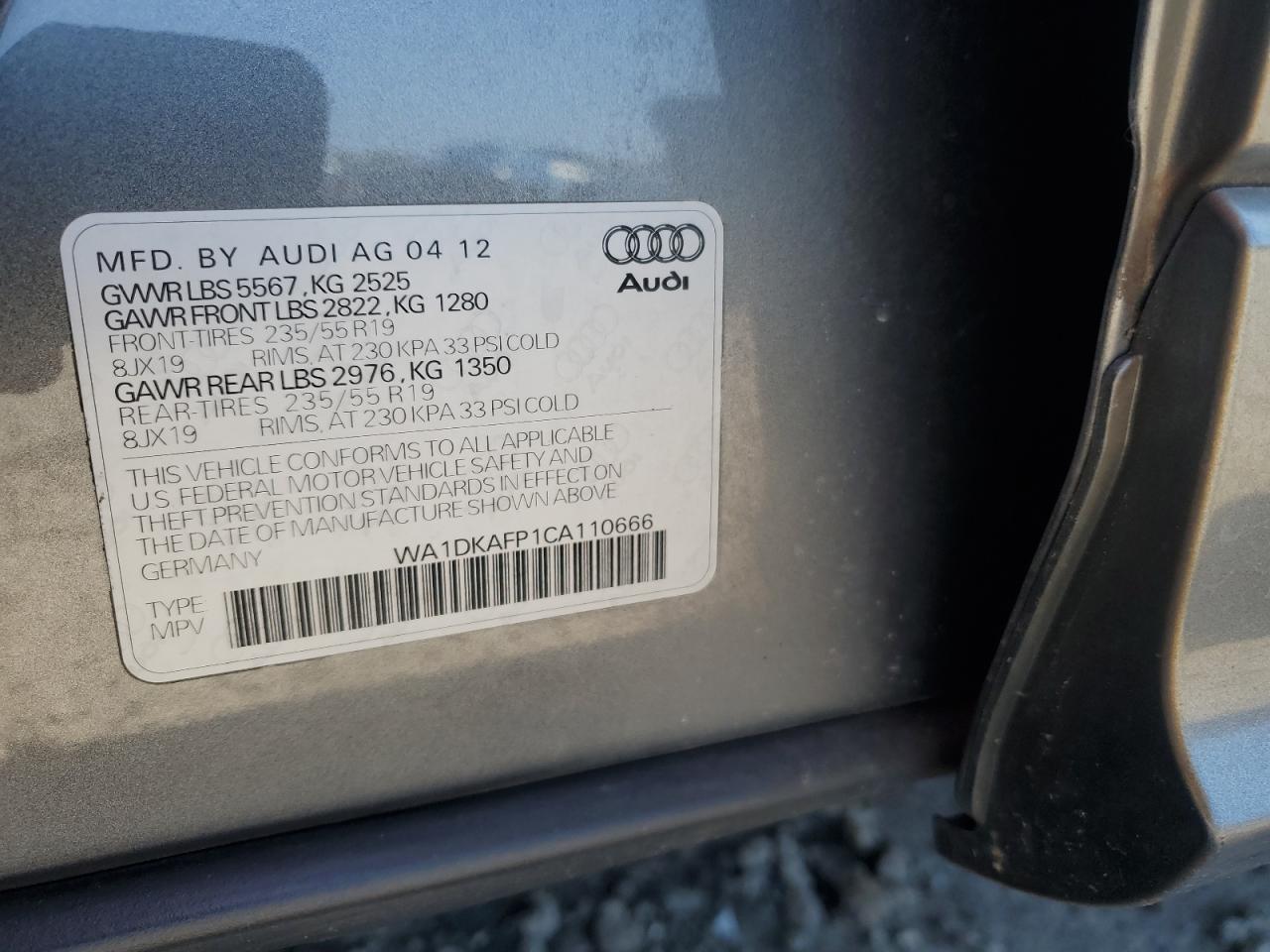 Photo 12 VIN: WA1DKAFP1CA110666 - AUDI Q5 