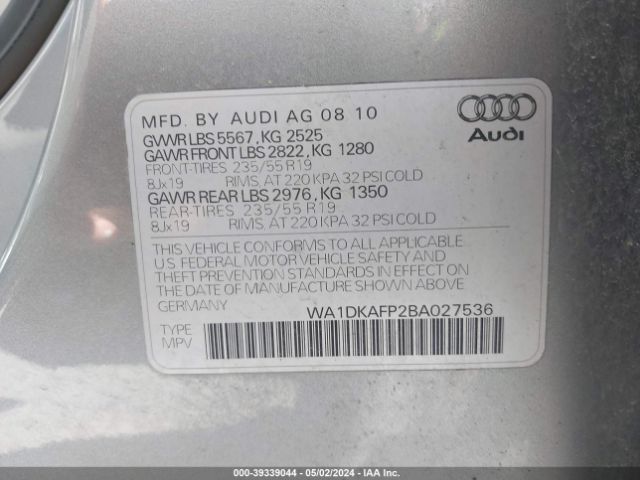 Photo 8 VIN: WA1DKAFP2BA027536 - AUDI Q5 