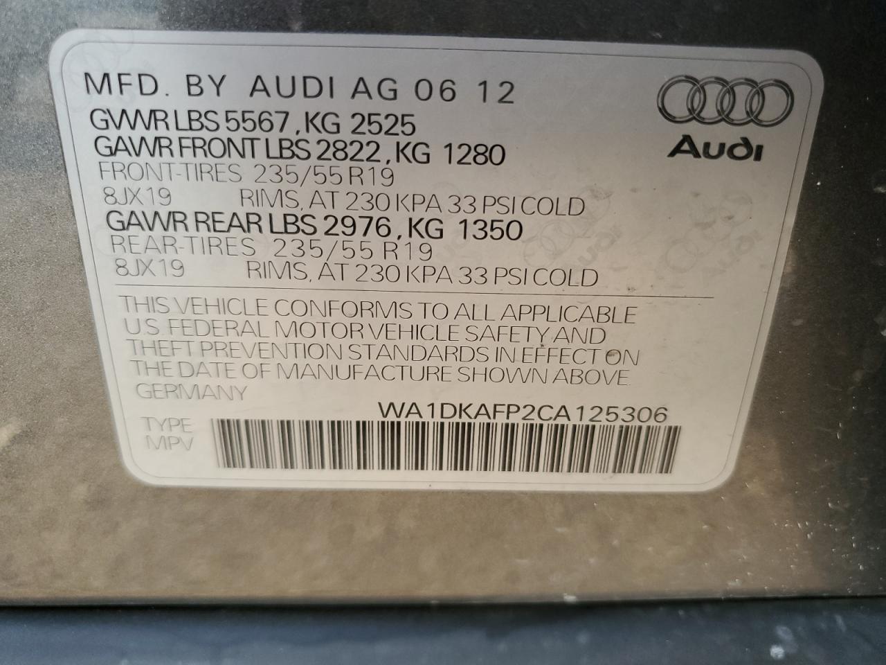 Photo 13 VIN: WA1DKAFP2CA125306 - AUDI Q5 