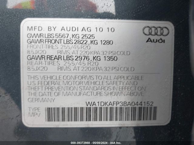 Photo 8 VIN: WA1DKAFP3BA044152 - AUDI Q5 