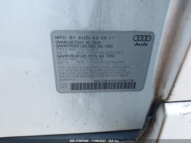 Photo 8 VIN: WA1DKAFP4CA040788 - AUDI Q5 