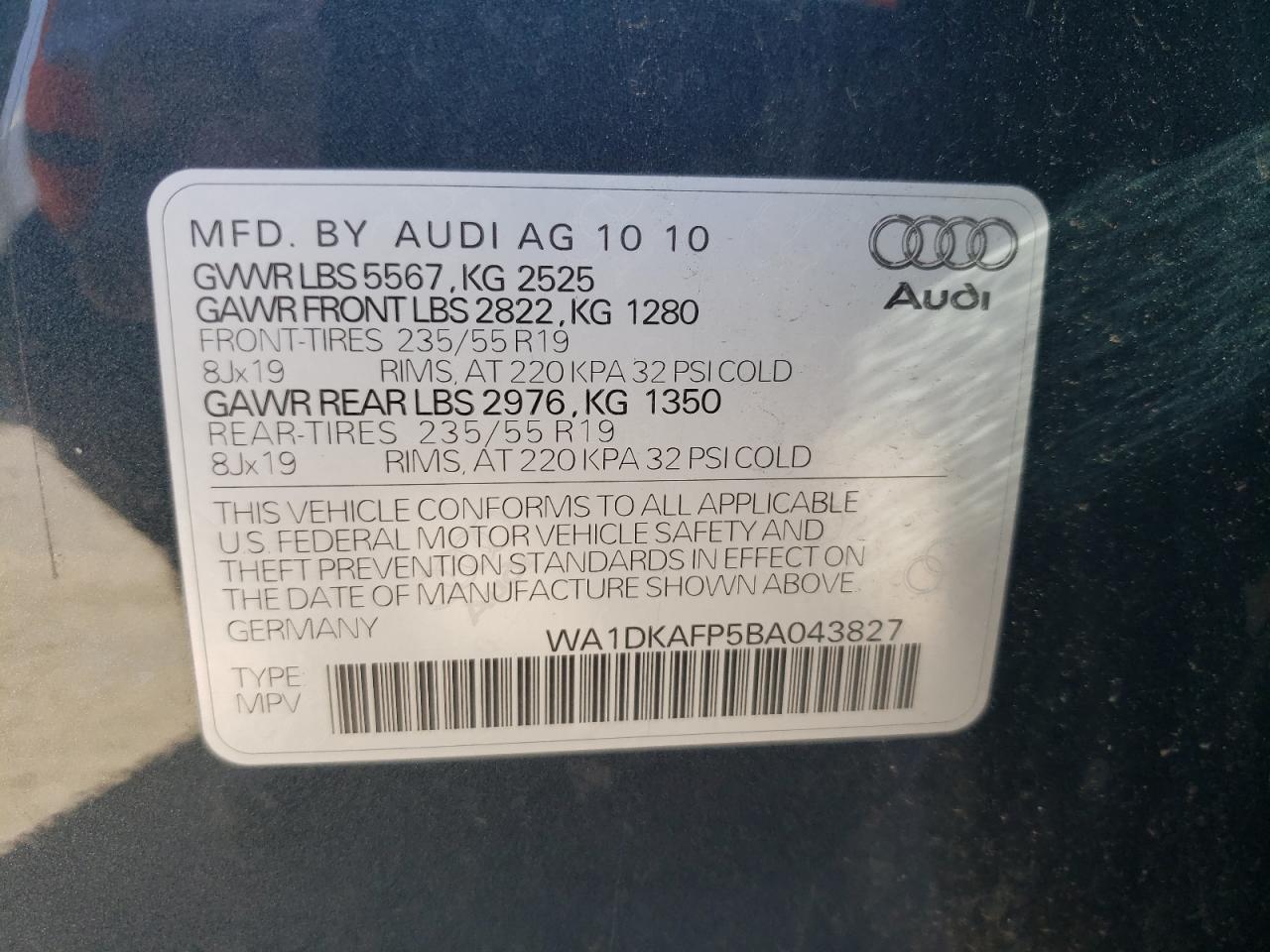 Photo 11 VIN: WA1DKAFP5BA043827 - AUDI Q5 