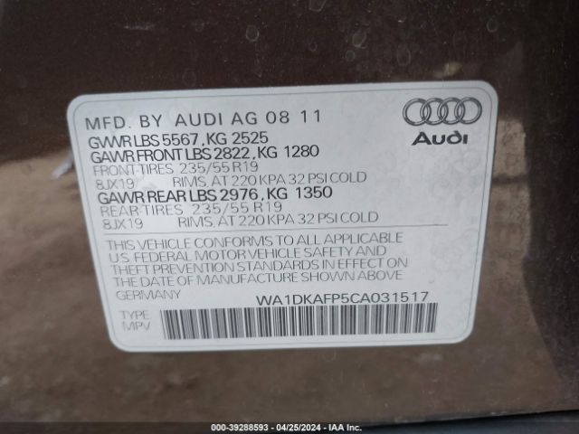 Photo 8 VIN: WA1DKAFP5CA031517 - AUDI Q5 