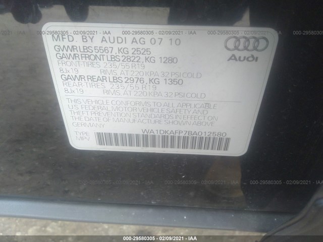 Photo 8 VIN: WA1DKAFP7BA012580 - AUDI Q5 