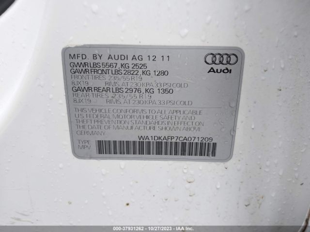 Photo 8 VIN: WA1DKAFP7CA071209 - AUDI Q5 