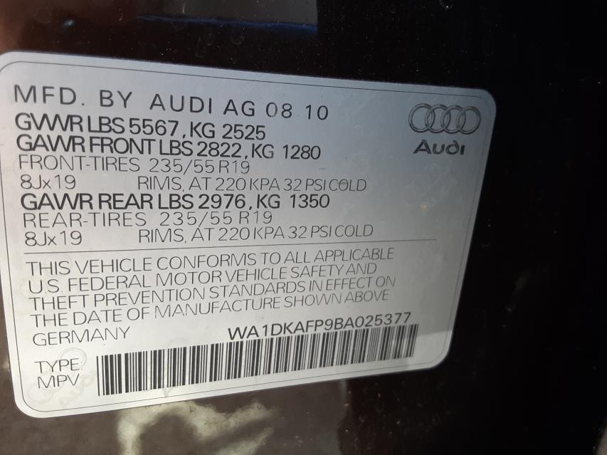 Photo 9 VIN: WA1DKAFP9BA025377 - AUDI Q5 PREMIUM 