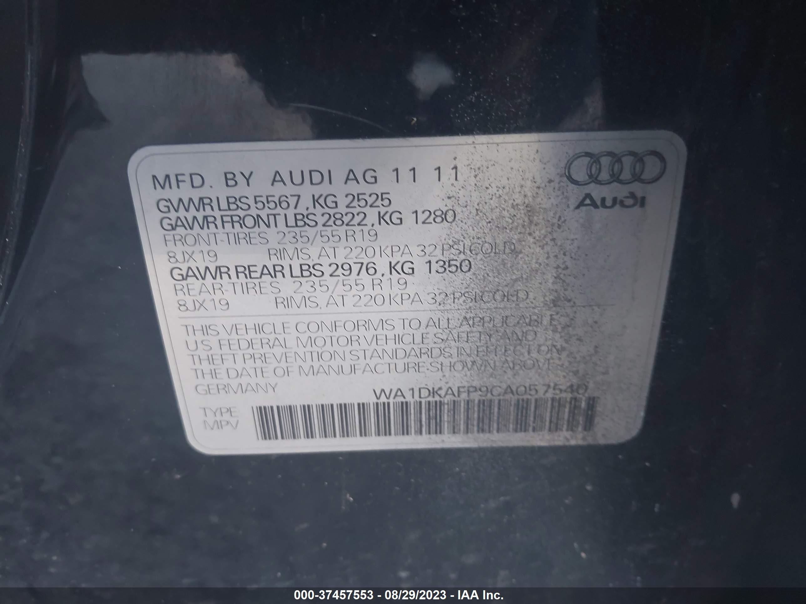 Photo 8 VIN: WA1DKAFP9CA057540 - AUDI Q5 