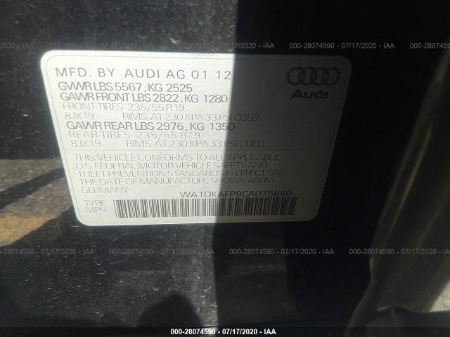 Photo 8 VIN: WA1DKAFP9CA076640 - AUDI Q5 