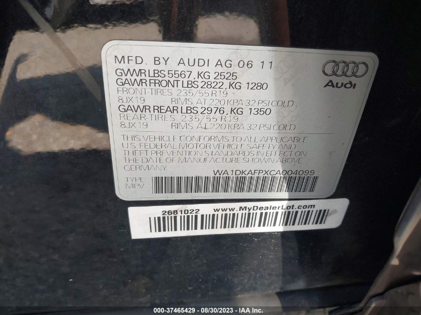 Photo 8 VIN: WA1DKAFPXCA004099 - AUDI Q5 