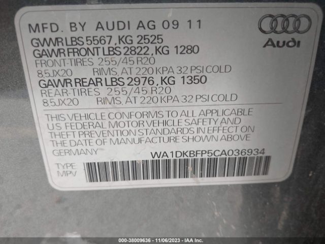 Photo 8 VIN: WA1DKBFP5CA036934 - AUDI Q5 