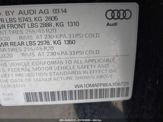 Photo 8 VIN: WA1DMAFP8EA106725 - AUDI Q5 