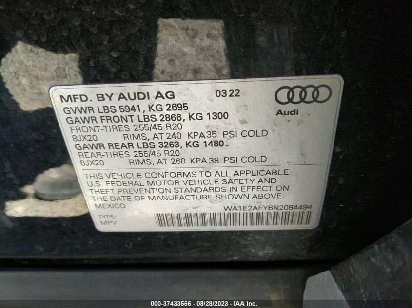 Photo 8 VIN: WA1E2AFY6N2084494 - AUDI Q5 