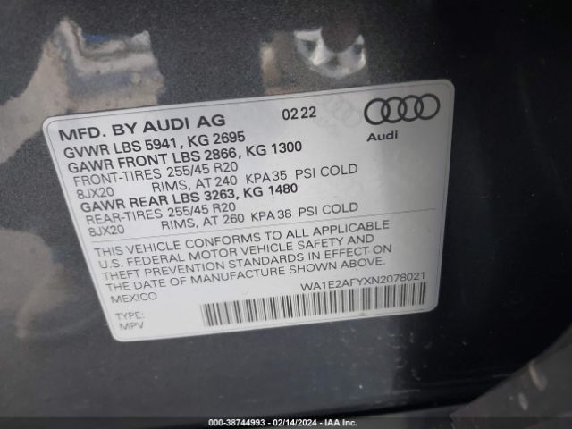 Photo 8 VIN: WA1E2AFYXN2078021 - AUDI Q5 