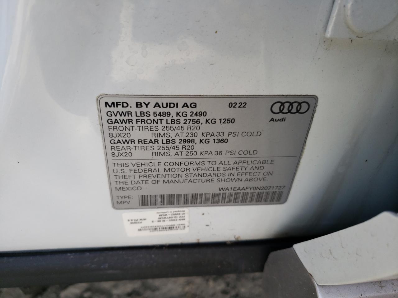 Photo 12 VIN: WA1EAAFY0N2071727 - AUDI Q5 