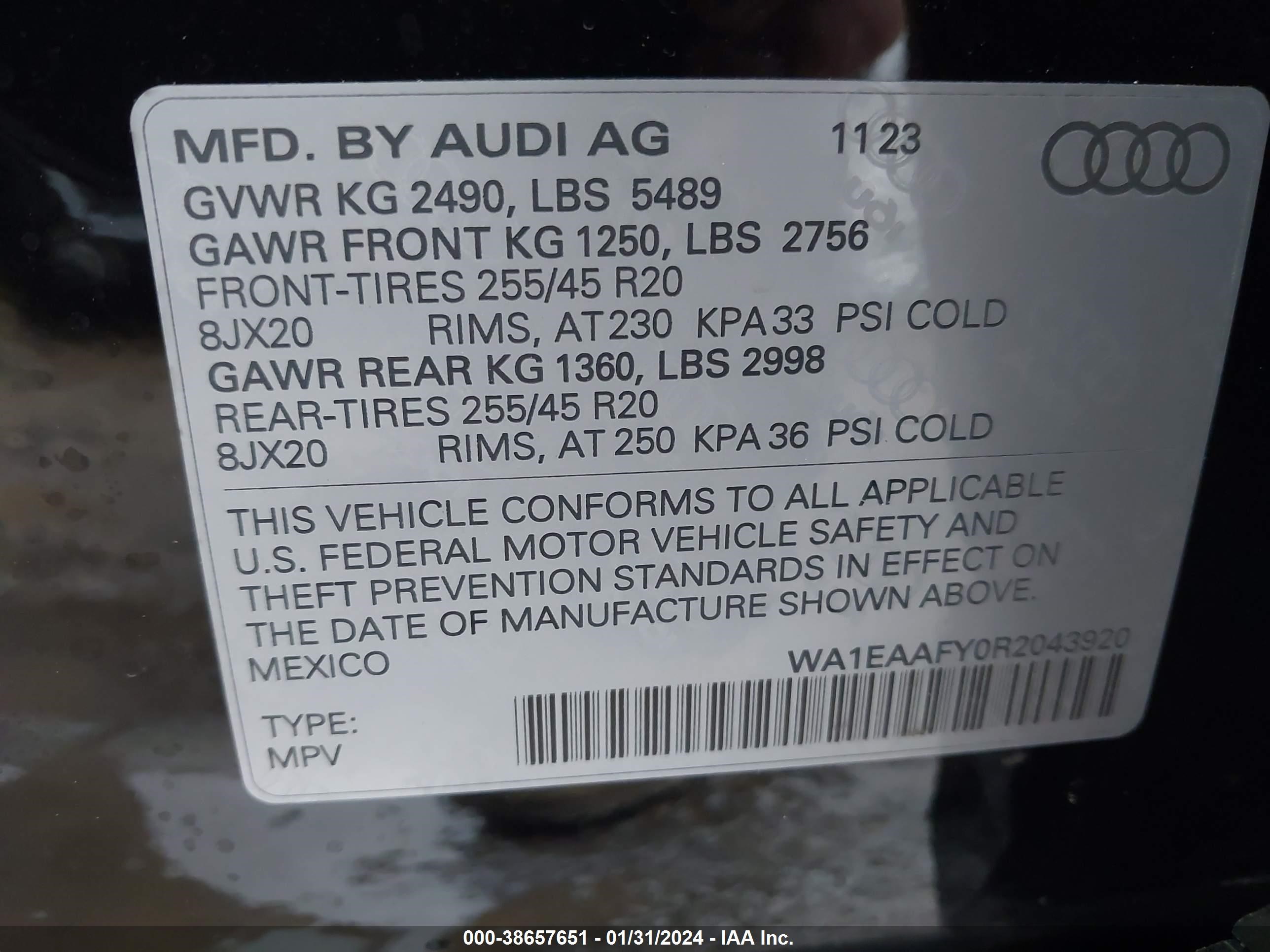 Photo 8 VIN: WA1EAAFY0R2043920 - AUDI Q5 